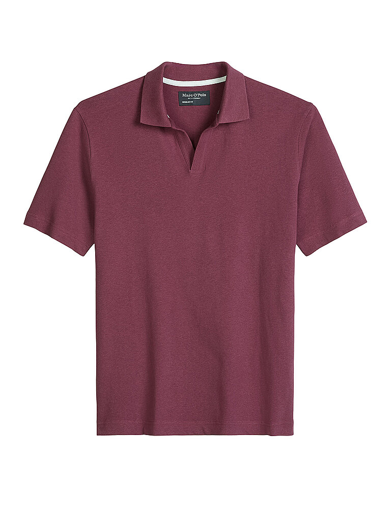 Poloshirt MARC O'POLO "aus Baumwoll-Leinen-Mix", Damen, Gr. XXL, acai rot, Obermaterial: 80% Baumwolle, 20% Leinen, unifarben, regular fit, Shirts